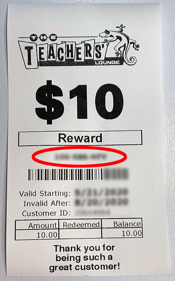 Reward example